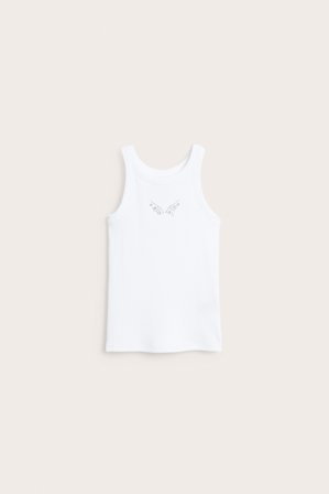 Kappahl | Ribbestrikket singlet med strass | Hvit