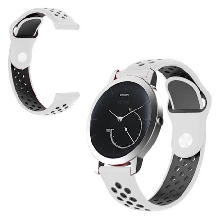 Withings Steel HR (40mm) tofarvet silikone Urrem - Hvid / Sort Hole