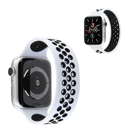 Apple Watch Series 6 / 5 40mm dual color silicone watch band - Black / White / Size: S