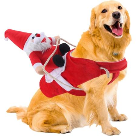 Julehundekostume Sjov Hund Julemanden Rider På