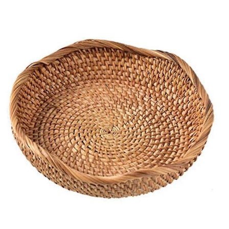 Rund Matförvaringskorg Frukt Bröd Handvävd Tallrik Skrivbordsbricka, a A