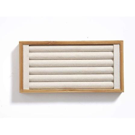 Bambu Renkaiden Näyttöteline Korujen Säilytysalusta Järjestäjä Renkaiden Teliksi Näyttöön (Beige)
