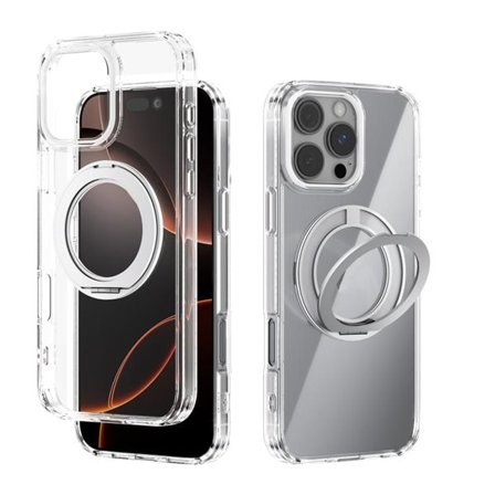 Bakskal med MagSafe och mobilring till iPhone 16 Pro Max - Klar/Vit