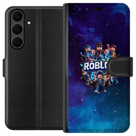 Kompatibelt Plånboksfodral till Samsung Samsung Galaxy S25 FE Roblox spelutformning med avatarer på galaxbakgrund i blå och lila toner, populär Ro