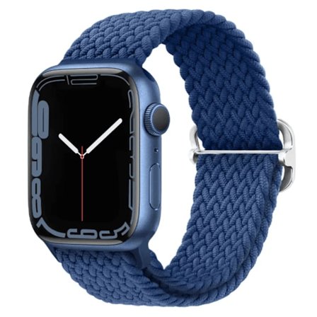 Nytt elastiskt vävt armband kompatibelt med Apple Watch 42mm/44mm/45mm/46mm/49mm - Marinblå