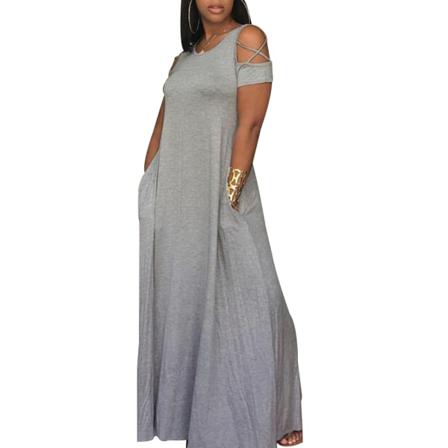 5xl Plus Size Dam Hollow Out Kortärmad Klänning Lös Casual