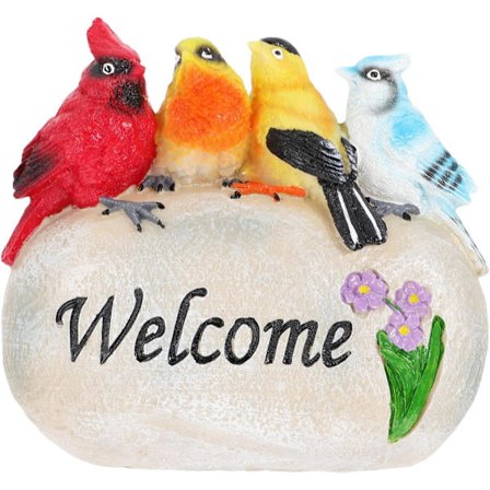 1 stk. Fugl Velkommen Skilt Mini Harpiks Dyr Udendørs Dekorationer Udendørs
