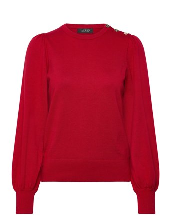 Lauren Ralph Lauren | Button-Trim Puff-Sleeve Sweater | S