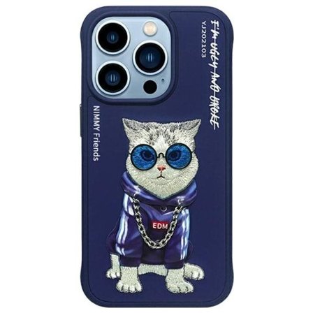 Nimmy Glasses Cool Cat Case for iPhone 15 Pro - Sininen