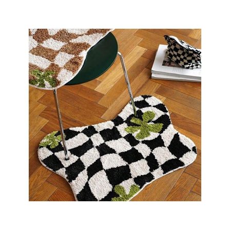 Rutig Halkfri Badrumsmatta, Fjärilsformad Fluffig Matta 55x70cm