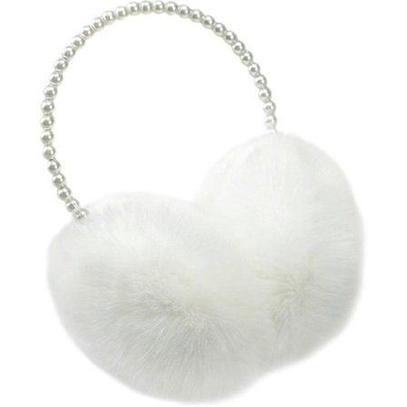 Bløde plys-ørevarmere til kvinder med perler, varme ørevarmere til udendørs brug (hvide) (d-583-a)