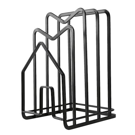 Organiseringssstativ for skjærebrett, holder for skjærebrett, stativ for kjøkkenbenk, potter, pannelokk, stativ for organisering, flatt stål (FMY)