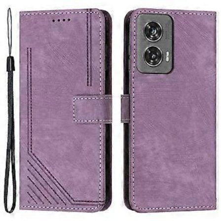 Stöttåligt skal i PU-läder med tryck för Motorola Edge 50 Fusion 5G, plånboksfodral (Stil F)