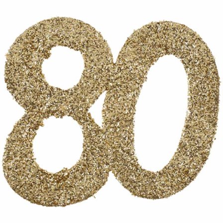 Konfetti gull 80 år, 6-pakke