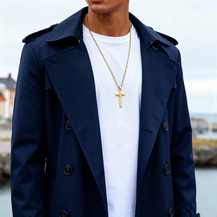 Collier à pendentif croix en acier inoxydable doré pour hommes - Chaînes en acier