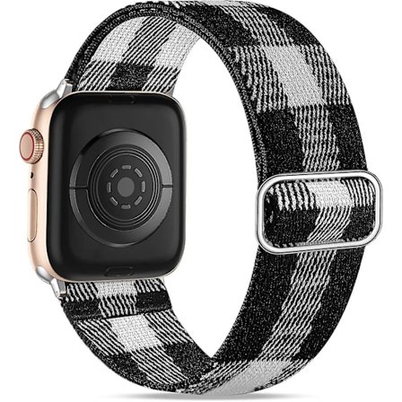 Rem för Apple Watch 44mm 42mm 45mm för kvinnor/män, stretchig justerbar nylon snygg ersättningsrem för Apple Watch Se/iwatch Series 7