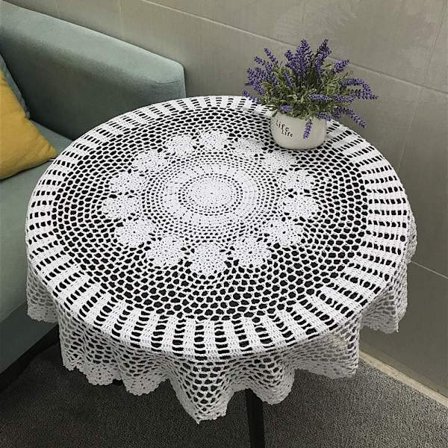 100% bomull handgjord virkad rund duk spets