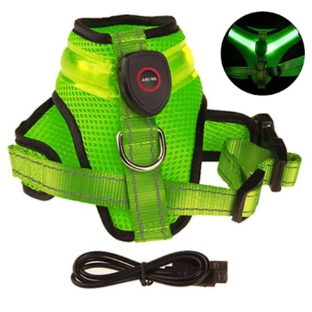 LED Hundesele, USB Genopladelig Hundevest Lysende +