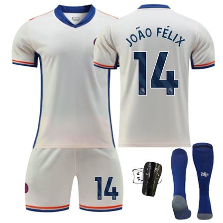 Chelsea Hjemme Fotballdrakt Barn 2024-2025 - Bortekamp - João Félix Nr. 14 - Sokkebeskyttere 2XL No. 14 - Sock Guards 2XL