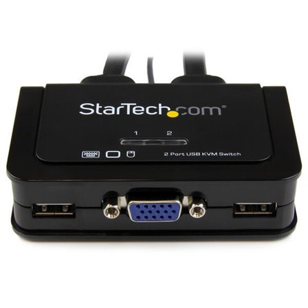 StarTech 2 Port USB VGA Cable KVM Switch - USB Powered with Remote Switch - KVM with VGA - Dual Port VGA KVM Switch (SV211USB) - KVM-svitsj - 2 porter