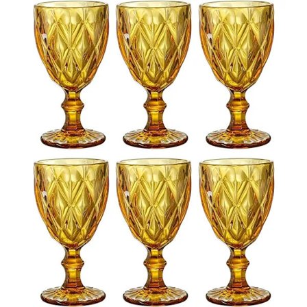 Färgade vinglas, glas, vintagemönster präglat, färgat-FA5-