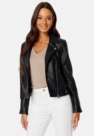 SELECTED Katie Leather Jacket Black Klær