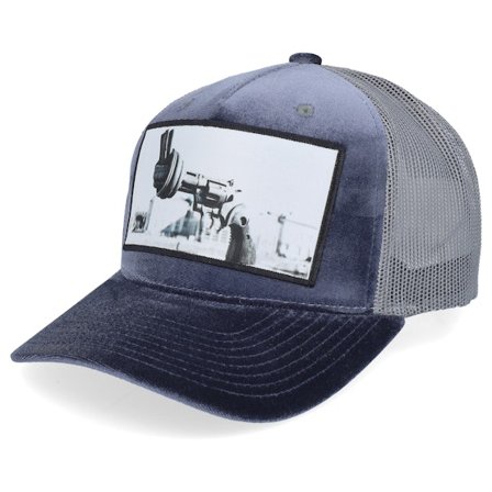 Calza Pennello - Blau trucker Cap - Knotted Gun Velvet Grey/Grey A-frame Trucker @ Hatstore