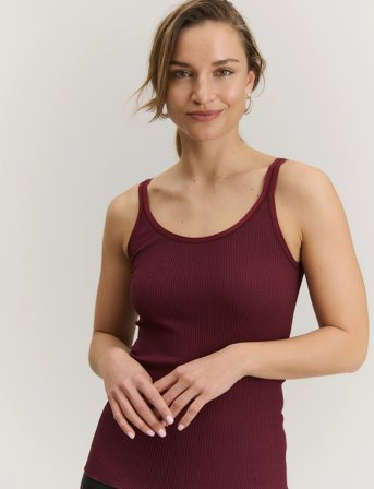 Rosemunde Rwbelle Silk U-Neck Strap Elastic T - Burgundy - M