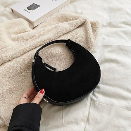 Skuldersidevesker for kvinner Scrub Leather Trend Bag SVART