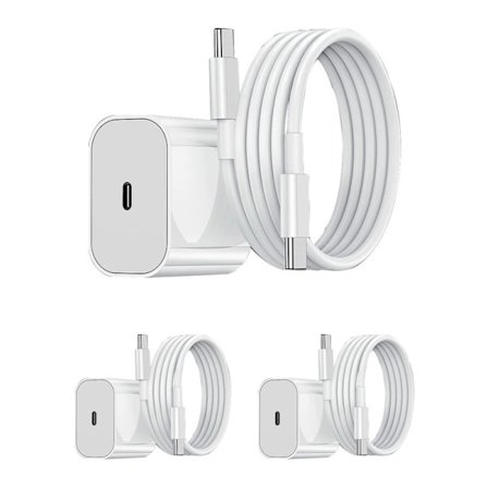 Laddare för Android/Apple - Snabbladdare 20W USB-C - USB-C, adapter + 2m kabel Vit, flera storlekar tillgängliga (Flera kombinationer tillgängliga)