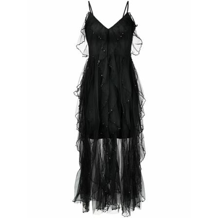 Twinset Midi Kjole Sort, Dame