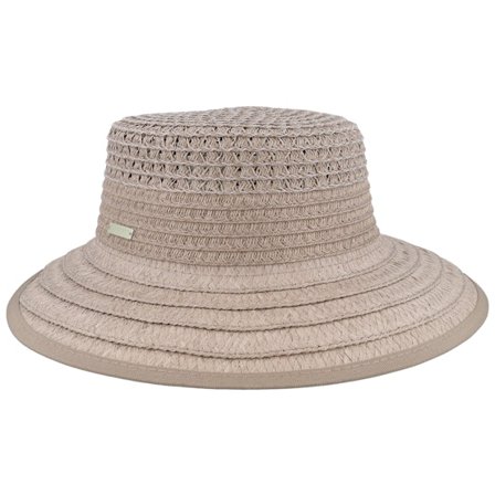 Seeberger - Beige straw Chapeau - Bonnet Decorative Trim Mix Taupe Straw Hat @ Hatstore