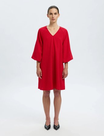 Selected Slfamida 3/4 Short Dress B - Red - 36