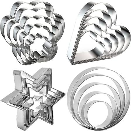 20 leivontamuotin sarja, ruostumattomasta teräksestä valmistettu leivontamuotti, leivontamuotti kekseille/kakulle/kekseille/leivonnaisten koristeluun,