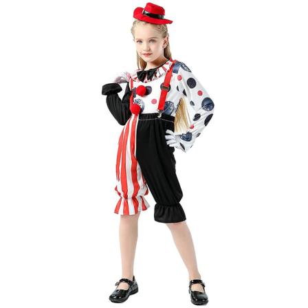 3-12 år Barn Pojkar Flickor Halloween Fest Clown Cosplay Kostym Hatt+toppar+shorts+rem Outfits Set Gåvor 7-9 Years