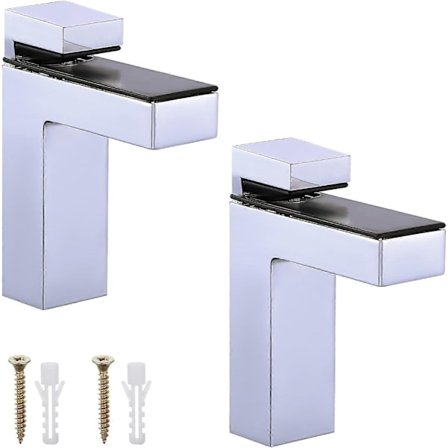 2 STK Justerbart Glasshyllebeslag, Hyllebærer Veggbeslag Solid Sink Legering Krom Glass Tre S