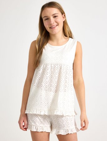 Lindex Pyjamas Set Sleeveless And Fri - White - 128