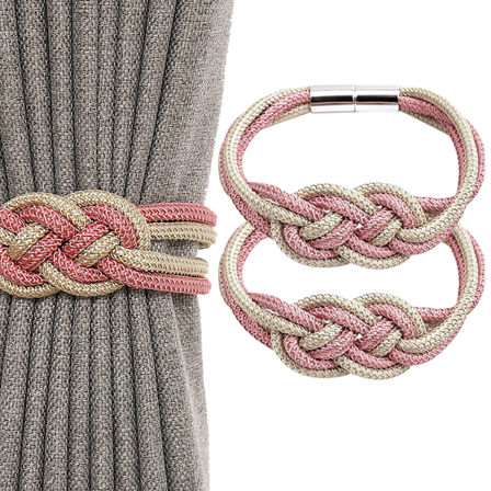 2-pak Nordiske Enkle Gardinbindere, Stærke Magnetiske Gardinbindere, Dobbeltfarvet Vævet Rebknude, Dekorative Gardinholdere til Hjemmet