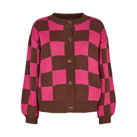 Liberté Liberté - Hilda Cardigan - Brown Pink Check Pink, Dame Cardigans