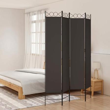 Vidaxl Rumsavdelare 4 Paneler Brun 120x220 Cm Tyg Brun