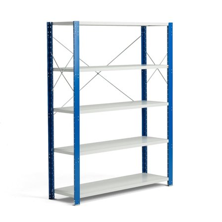 Reol MIX, grundsektion, 1740x1300x400 mm, blå, grå hylder