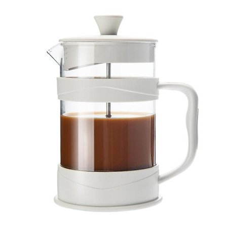 Fransk Press Kaffebryggare 12oz, Vit Kaffepress Tebryggare med Borosilikatglas Kallt och h