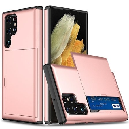 Samsung Galaxy S22 Ultra Deksel Med Kortlomme Roségull