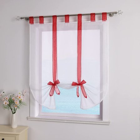 Gjennomsiktig knytegardin med løkkebinding, moderne knytegardin