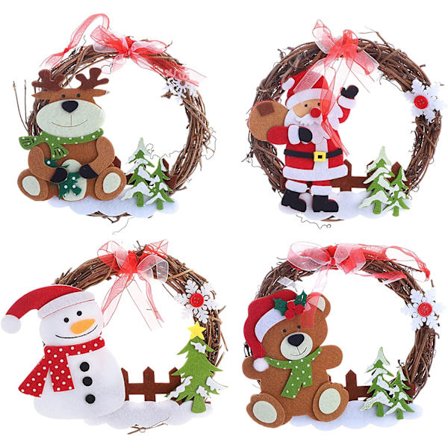 Sæt med 4 rattan julekranse