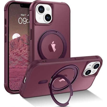 TIANYING magneettinen iPhone 14 Plus -kotelo, puhelinkotelo iPhone 14 Plus [Yhteensopiva MagSafe:n kanssa] Pyörivä rengaspidike jalustalla, 