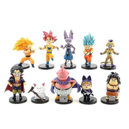 10 st Dragon Ball Majin Buu Frys Figur Tecknad Toy Model Tårtdekoration