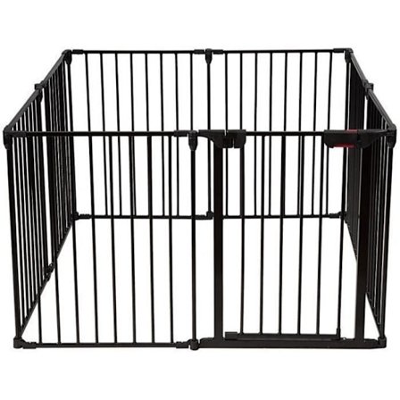 COSTWAY Lastensuojain - Takkaestemäinen 500 cm - 8 Kappaleen Taitettava - Lukitusjärjestelmä - Helppo Kokoaminen - Musta