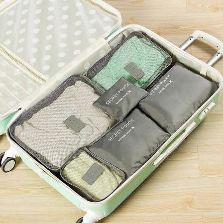 6 stk. Sæt Rejsekuffert Organizer Tasker Bagage Pakke Kuber Til Rejse Organizer Opbevaring Sko Tøj Bagage Organizer Tasker
