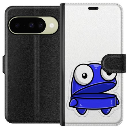 Kompatibel Tegnebogsetui til Google Google Pixel 10 Blå tegneseriefigur med åbent udtryk og store øjne i sjov illustration